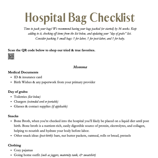 Hospital Bag Checklist (digital)